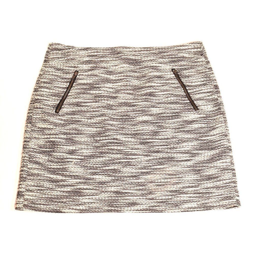 LOFT Black White Tweed Shift Skirt 10P Petite Career Business Casual Chic